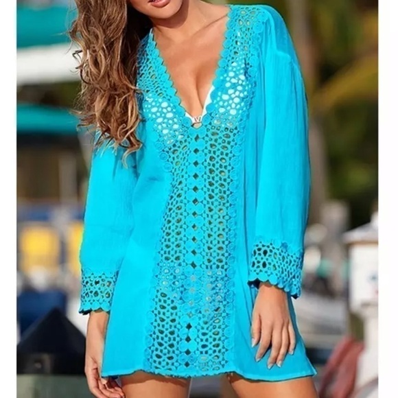 𝅺swimsuit Coverup Turquoise - Picture 7 of 9